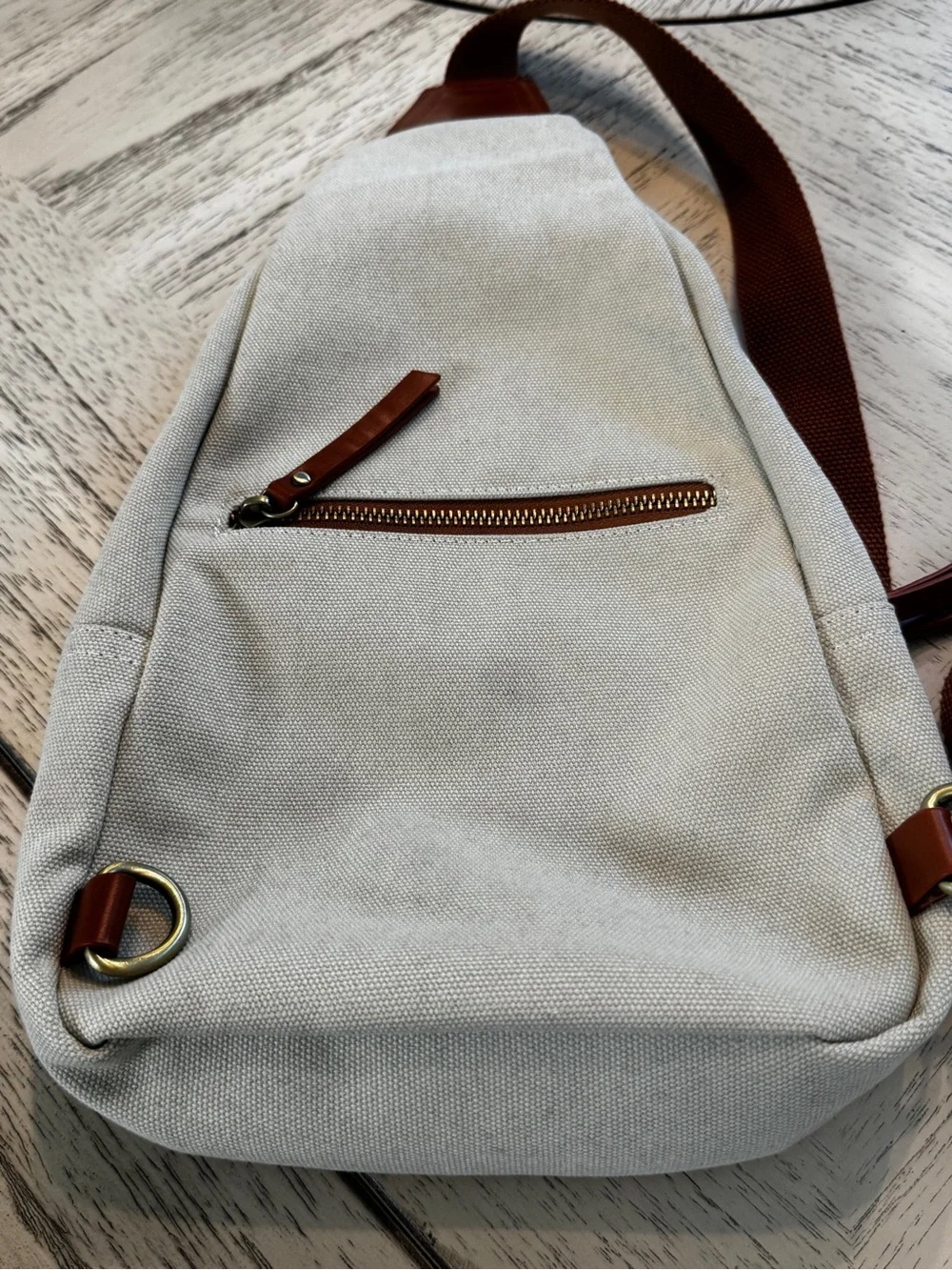 Antik Kraft Samara Canvas Sling Backpack Crossbody Cream Brown